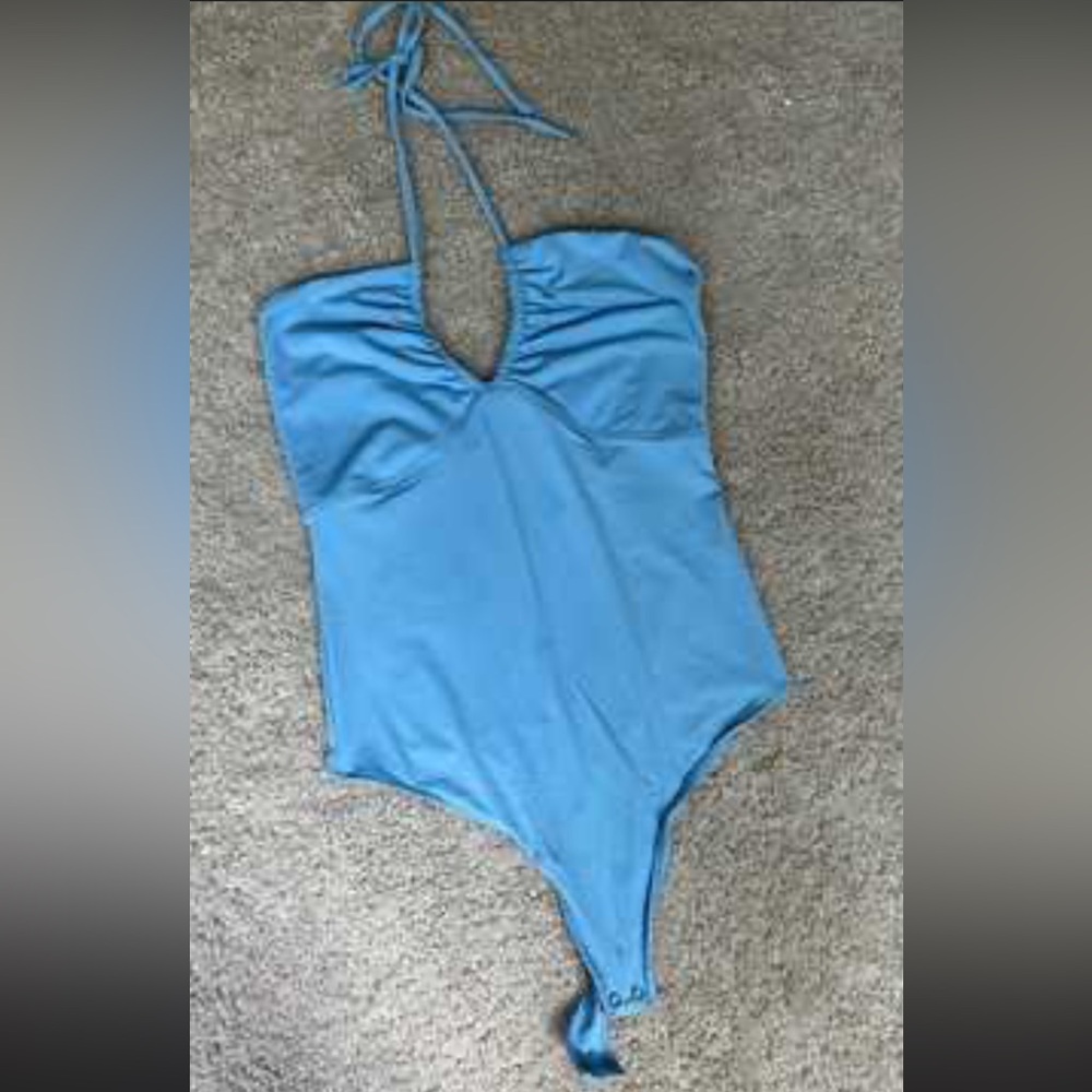 H&M Sky Blue Halter Swim Bodysuit